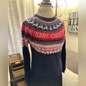 H&M Merry Christmas Sweater - Navy and Red